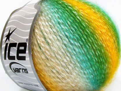 Lot of 8 Skeins Ice Yarns MIRELLA (15% Mohair) Yarn Green Shades Gold Cream Silver