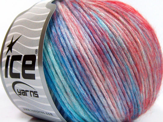 Lot of 8 Skeins Ice Yarns ROCK N ROLL (15% Wool 50% Modal) Yarn Turquoise Shades Red Shades