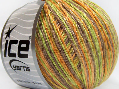 Lot of 4 x 100gr Skeins Ice Yarns SUMMER (70% Mercerized Cotton 30% Viscose) Yarn Camel Green Gold