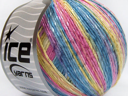 Lot of 4 x 100gr Skeins Ice Yarns SUMMER (70% Mercerized Cotton 30% Viscose) Yarn Blue Pink Olive Green