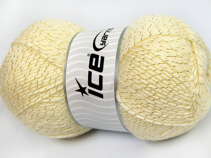 Lot of 4 x 100gr Skeins Ice Yarns STAR GLITZ Hand Knitting Yarn Dark Cream