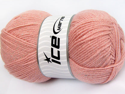 Lot of 4 x 100gr Skeins Ice Yarns STAR GLITZ Hand Knitting Yarn Salmon