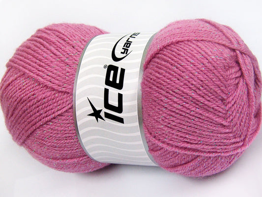 Lot of 4 x 100gr Skeins Ice Yarns STAR GLITZ Hand Knitting Yarn Candy Pink