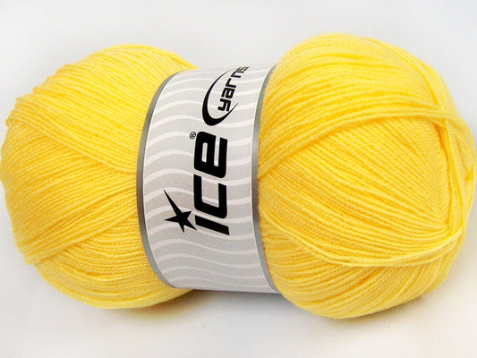 Lot of 4 x 100gr Skeins Ice Yarns KRISTAL Hand Knitting Yarn Lemon Yellow
