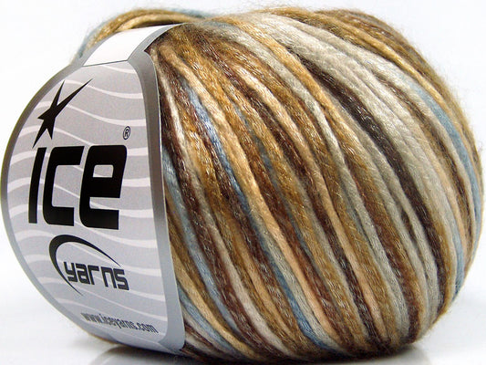 Lot of 8 Skeins Ice Yarns ROCKABILLY COLOR (67% Tencel) Yarn Brown Shades Cream Light Blue