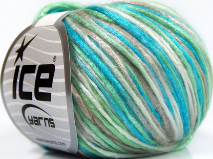 Lot of 8 Skeins Ice Yarns ROCKABILLY COLOR (67% Tencel) Yarn Turquoise Dark Beige Ecru Mint Green