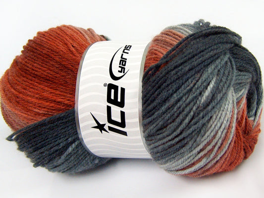 Lot of 4 x 100gr Skeins Ice Yarns MAGIC LIGHT Yarn Grey Shades Copper Shades