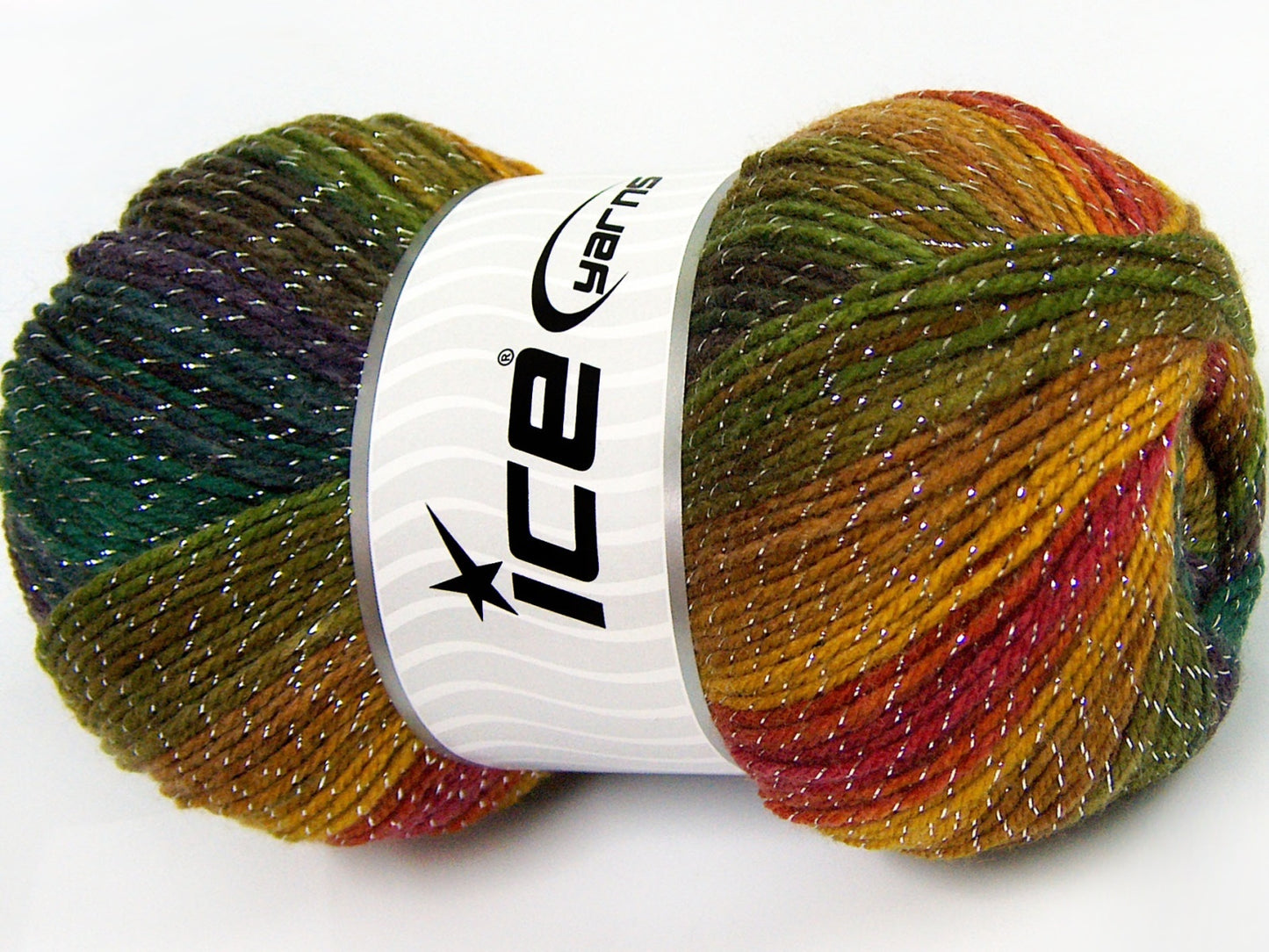 Lot of 4 x 100gr Skeins Ice Yarns MAGIC GLITZ Yarn Green Shades Purple Copper Gold