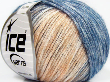 Lot of 6 Skeins Ice Yarns ROMA (26% Wool 74% Modal) Yarn Blue Shades Light Salmon