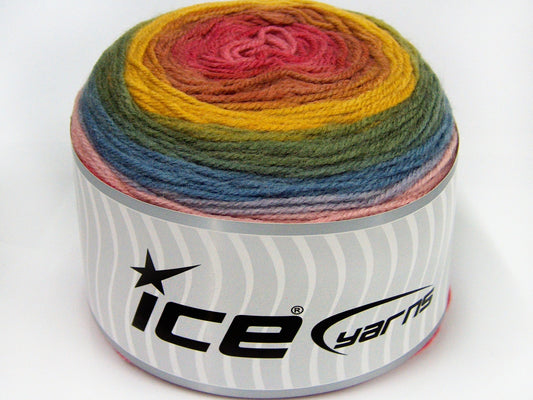 Lot of 2 x 150gr Skeins Ice Yarns CAKES WOOL DK (30% Wool) Yarn Pink Shades Gold Green Blue