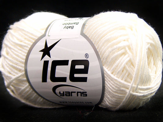 Lot of 8 Skeins Ice Yarns BABY BAMBOO (50% Bamboo) Yarn Optical White