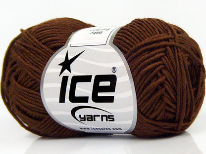 Lot of 8 Skeins Ice Yarns BABY BAMBOO (50% Bamboo) Hand Knitting Yarn Brown