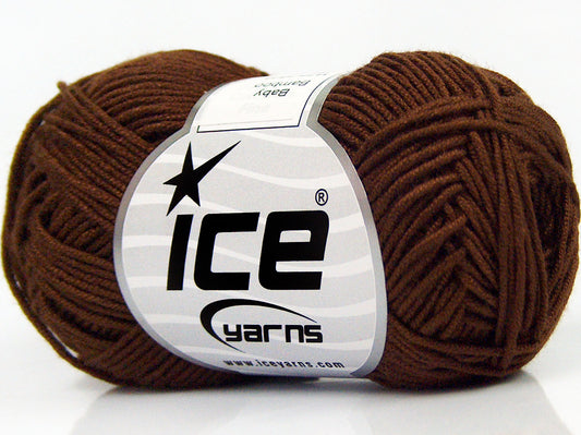 Lot of 8 Skeins Ice Yarns BABY BAMBOO (50% Bamboo) Hand Knitting Yarn Brown