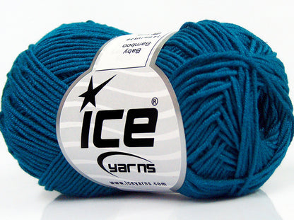 Lot of 8 Skeins Ice Yarns BABY BAMBOO (50% Bamboo) Hand Knitting Yarn Turquoise