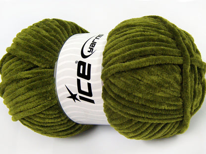 Lot of 4 x 100gr Skeins Ice Yarns CHENILLE BABY (100% MicroFiber) Yarn Jungle Green