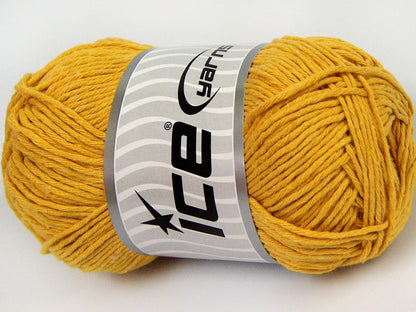 Lot of 4 x 100gr Skeins Ice Yarns NATURAL COTTON WORSTED (100% Cotton) Yarn Dark Yellow