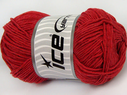Lot of 4 x 100gr Skeins Ice Yarns NATURAL COTTON WORSTED (100% Cotton) Yarn Red