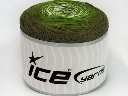 Lot of 2 x 150gr Skeins Ice Yarns CAKES COTTON FINE (50% Cotton) Yarn Khaki Green White