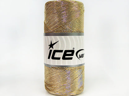 Lot of 2 x 200gr Skeins Ice Yarns METALLIC COTTON (30% Cotton) Yarn Gold