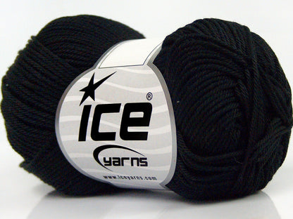 Lot of 6 Skeins Ice Yarns GIZA COTTON Hand Knitting Yarn Black