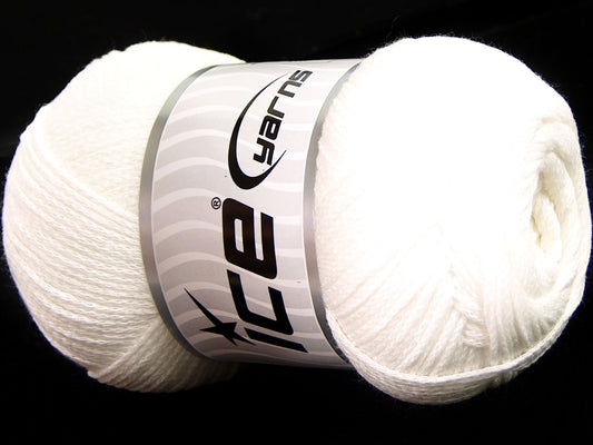 Lot of 4 x 100gr Skeins Ice Yarns NATURAL COTTON AIR (100% Cotton) Yarn White