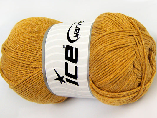 Lot of 4 x 100gr Skeins Ice Yarns LORENA (50% Cotton) Hand Knitting Yarn Gold