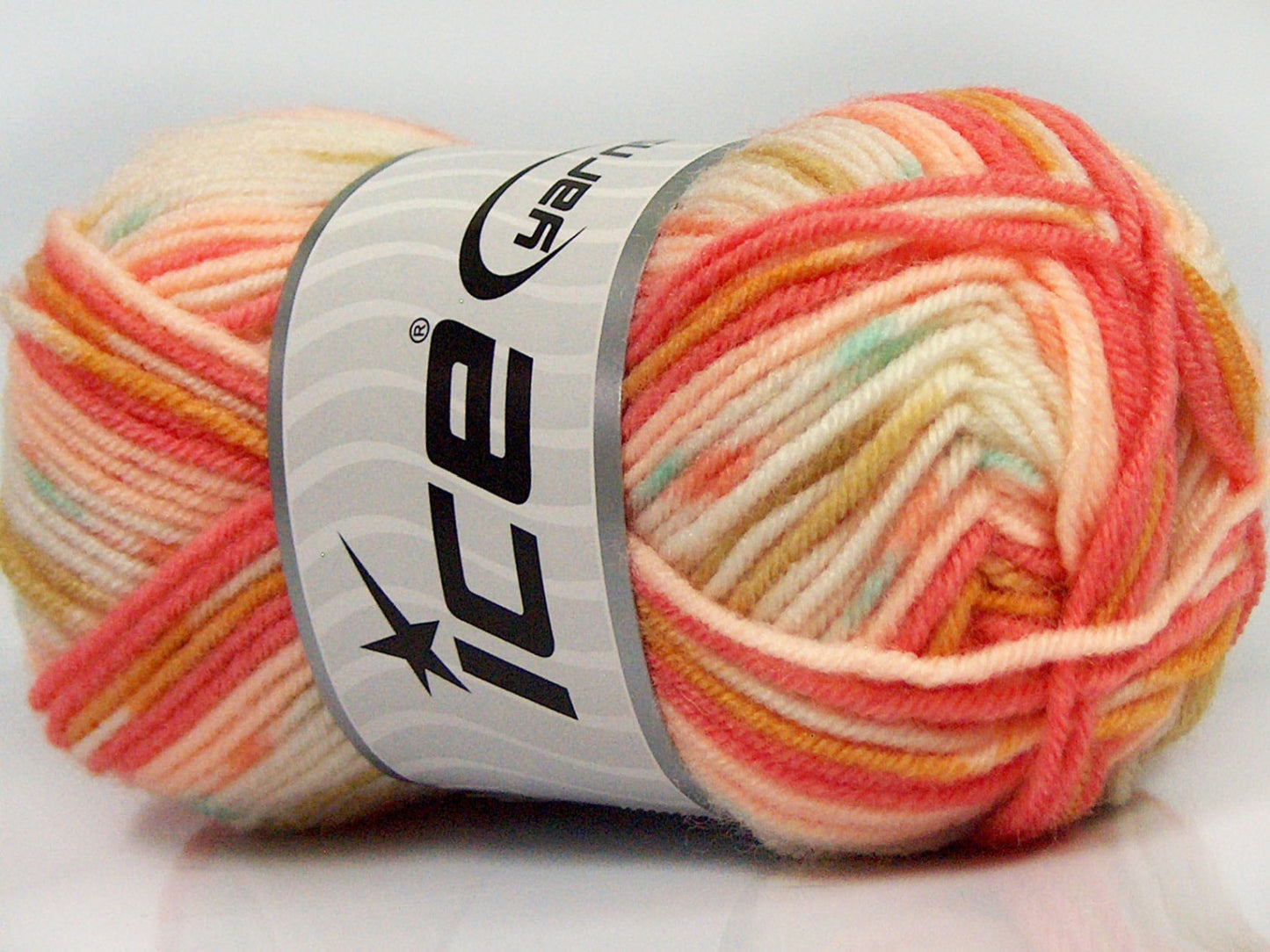 Lot of 8 Skeins Ice Yarns MINI BABY DESIGN (25% Wool) Yarn Salmon Shades Gold Turquoise