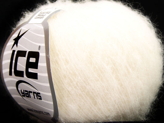 Lot of 10 Skeins Ice Yarns SUPERKID MOHAIR COMFORT (41% SuperKid Mohair 11% Merino Wool) Yarn Ecru