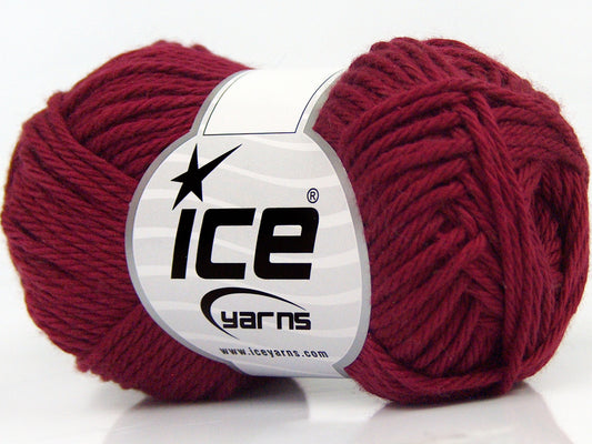 Lot of 8 Skeins Ice Yarns PURE COTTON (100% Cotton) Hand Knitting Yarn Burgundy