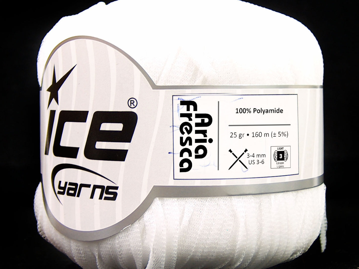 Lot of 6 Skeins Ice Yarns ARIA FRESCA Hand Knitting Yarn White