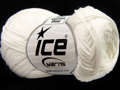 Lot of 8 Skeins Ice Yarns TUBE COTTON FINE (67% Cotton) Yarn White