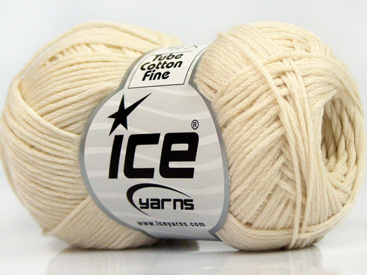 Lot of 8 Skeins Ice Yarns TUBE COTTON FINE (67% Cotton) Hand Knitting Yarn Ecru