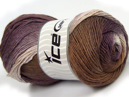 Lot of 4 x 100gr Skeins Ice Yarns SALE WINTER (50% Wool) Yarn Purple Brown White