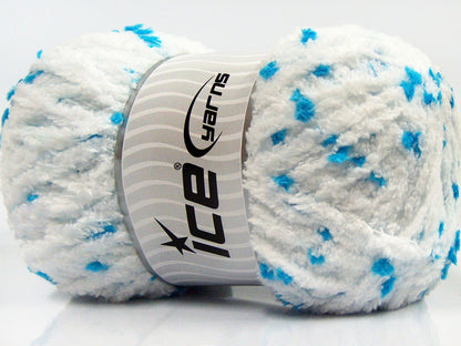 Lot of 4 x 100gr Skeins Ice Yarns PUFFY POMPOM (85% MicroFiber) Yarn White