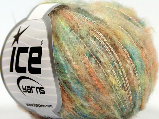 Lot of 6 Skeins Ice Yarns SALE MOHAIR-WOOL BLEND (40% Mohair) Yarn Blue Green Yellow Salmon