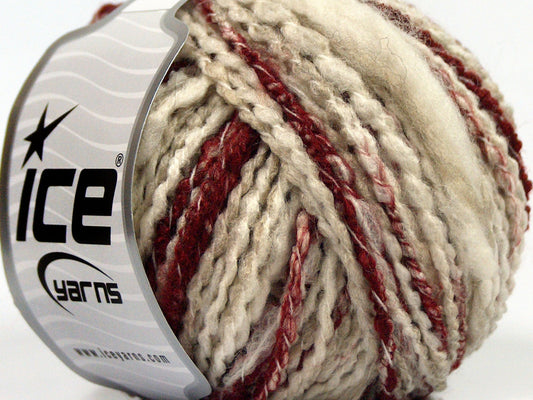 Lot of 8 Skeins Ice Yarns SALE WINTER (20% Wool) Yarn Cream Beige Red