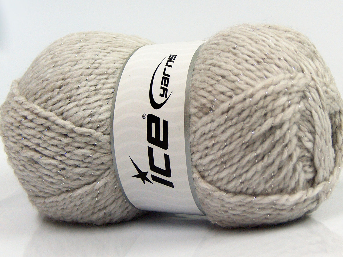 Lot of 4 x 100gr Skeins Ice Yarns BABY WOOL GLITZ (30% Wool) Yarn Light Grey