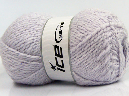 Lot of 4 x 100gr Skeins Ice Yarns BABY WOOL GLITZ (30% Wool) Yarn Light Lilac