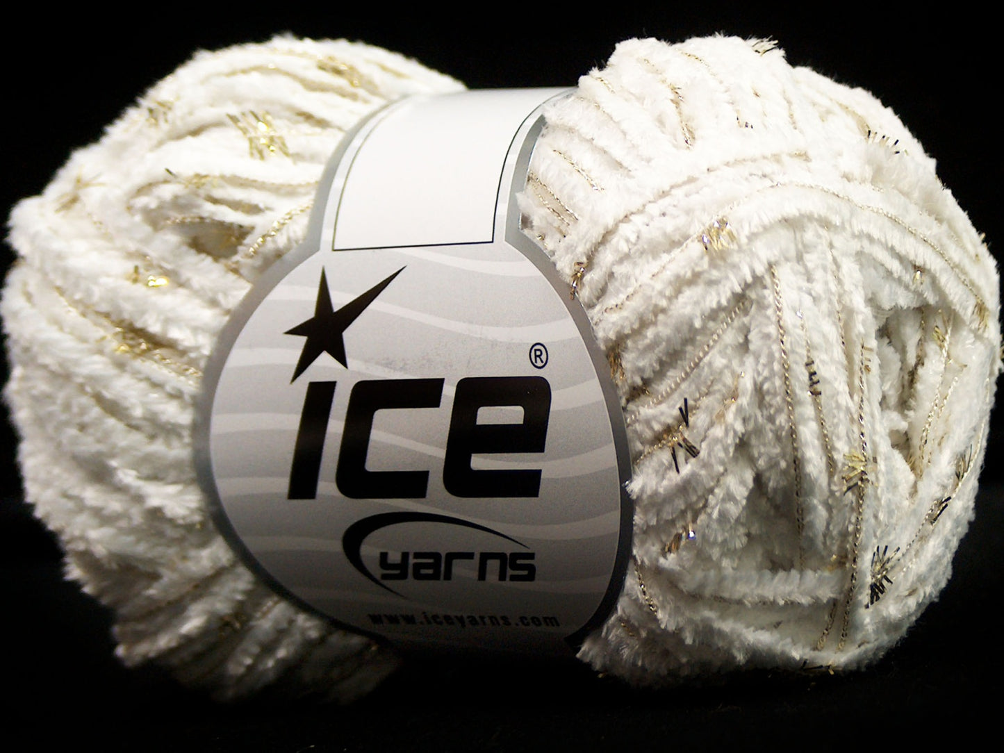 Lot of 8 Skeins Ice Yarns SALE CHENILLE Hand Knitting Yarn White Gold