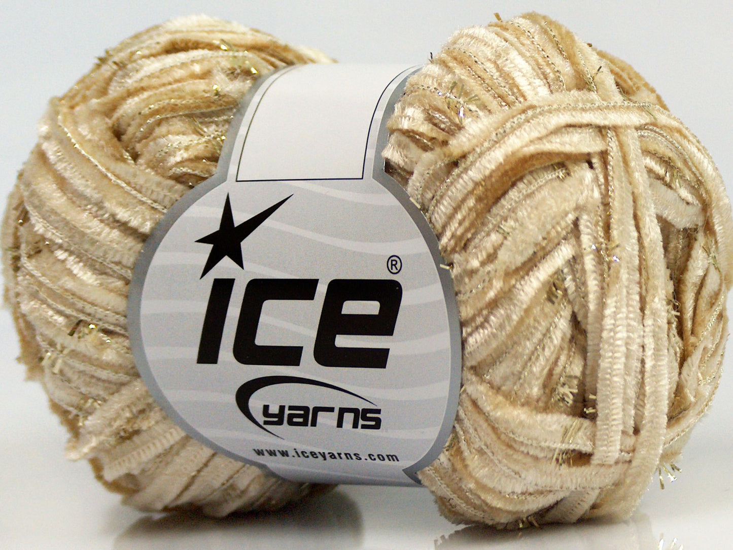 Lot of 8 Skeins Ice Yarns SALE CHENILLE Hand Knitting Yarn Dark Cream Gold