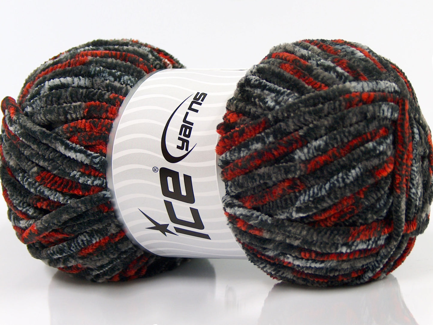Lot of 4 x 100gr Skeins Ice Yarns CHENILLE BABY SAFARI (100% MicroFiber) Yarn Camel Navy Grey Red