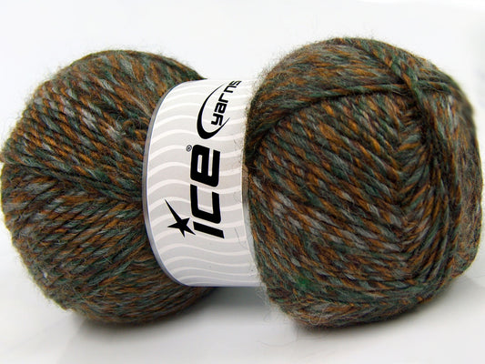 Lot of 2 x 150gr Skeins Ice Yarns HARMONY ALPACA (19% Alpaca 10% Wool) Yarn Brown Gold Green Grey