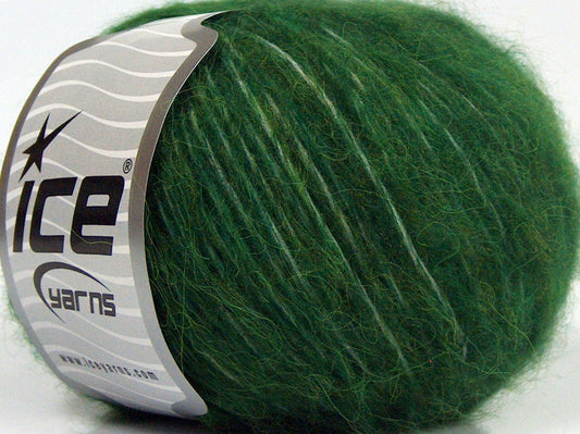 Lot of 8 Skeins Ice Yarns FLEECY WOOL (22% Wool) Hand Knitting Yarn Dark Green