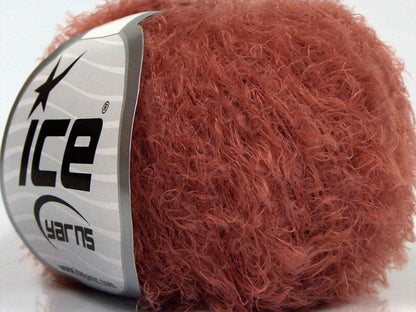 Lot of 8 Skeins Ice Yarns SALE EYELASH Hand Knitting Yarn Dark Salmon