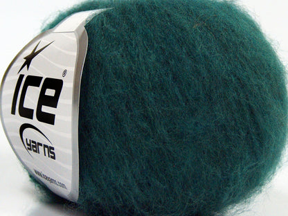 Lot of 10 Skeins Ice Yarns FLUFFY SUPERFINE (20% Wool) Yarn Dark Green