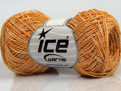 Lot of 8 Skeins Ice Yarns ALDEBARAN GLITZ (50% Cotton) Yarn Cream Gold