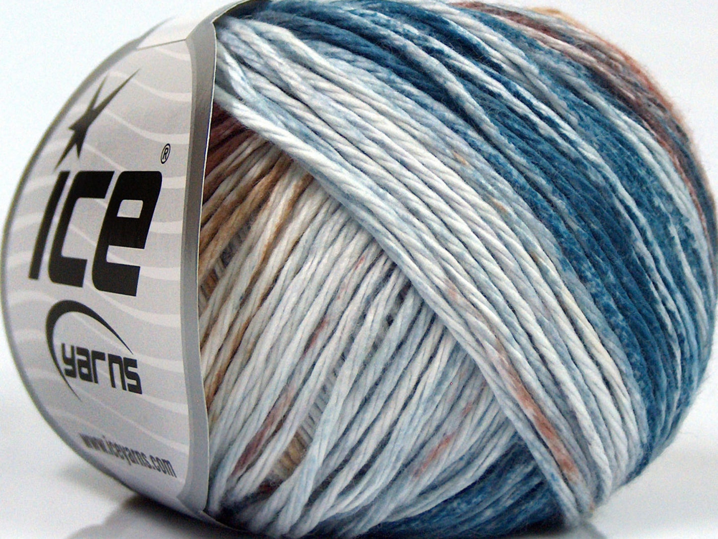 Lot of 8 Skeins Ice Yarns MONA LISA (100% Cotton) Yarn Oil Blue Brown Shades White
