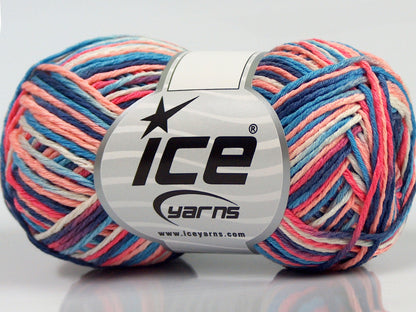 Lot of 8 Skeins Ice Yarns VIENNA Yarn Salmon Shades Blue Shades White