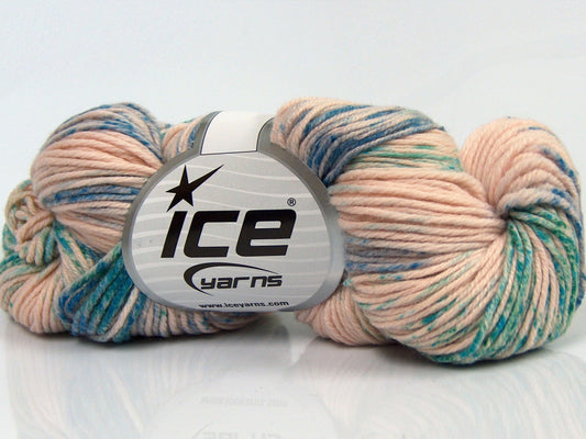 Lot of 3 x 100gr Skeins Ice Yarns HAND DYED CASHMERE (10% Cashmere) Yarn Powder Pink Green Turquoise Blue