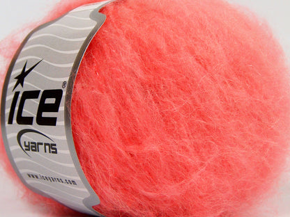 Lot of 8 Skeins Ice Yarns KAN MOHAIR (20% Mohair 25% Wool) Yarn Neon Orange